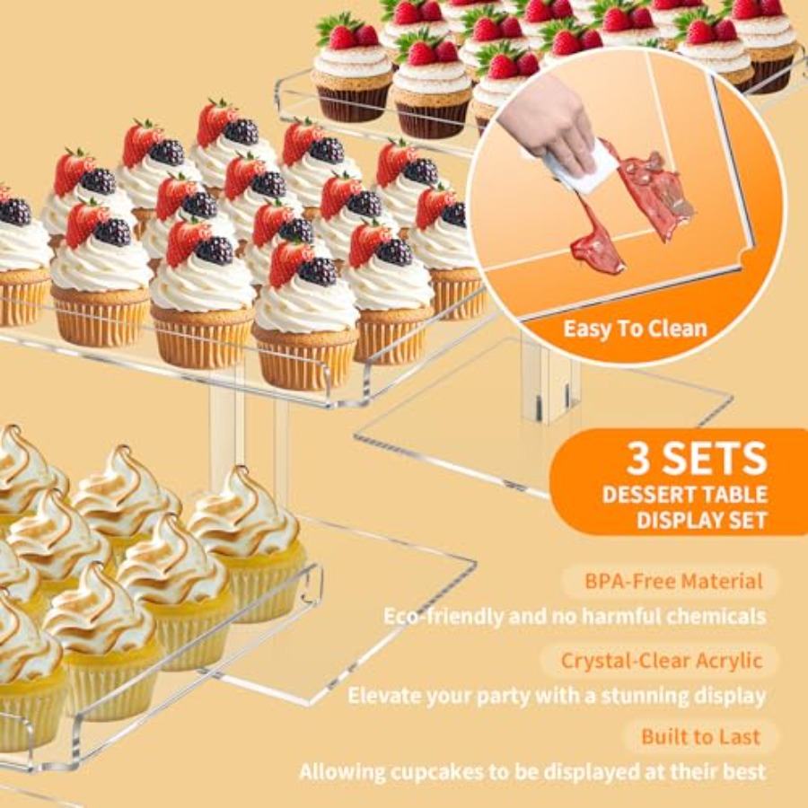 3 Tiered Serving Tray Set for  - Display Risers Set avaliação e preço