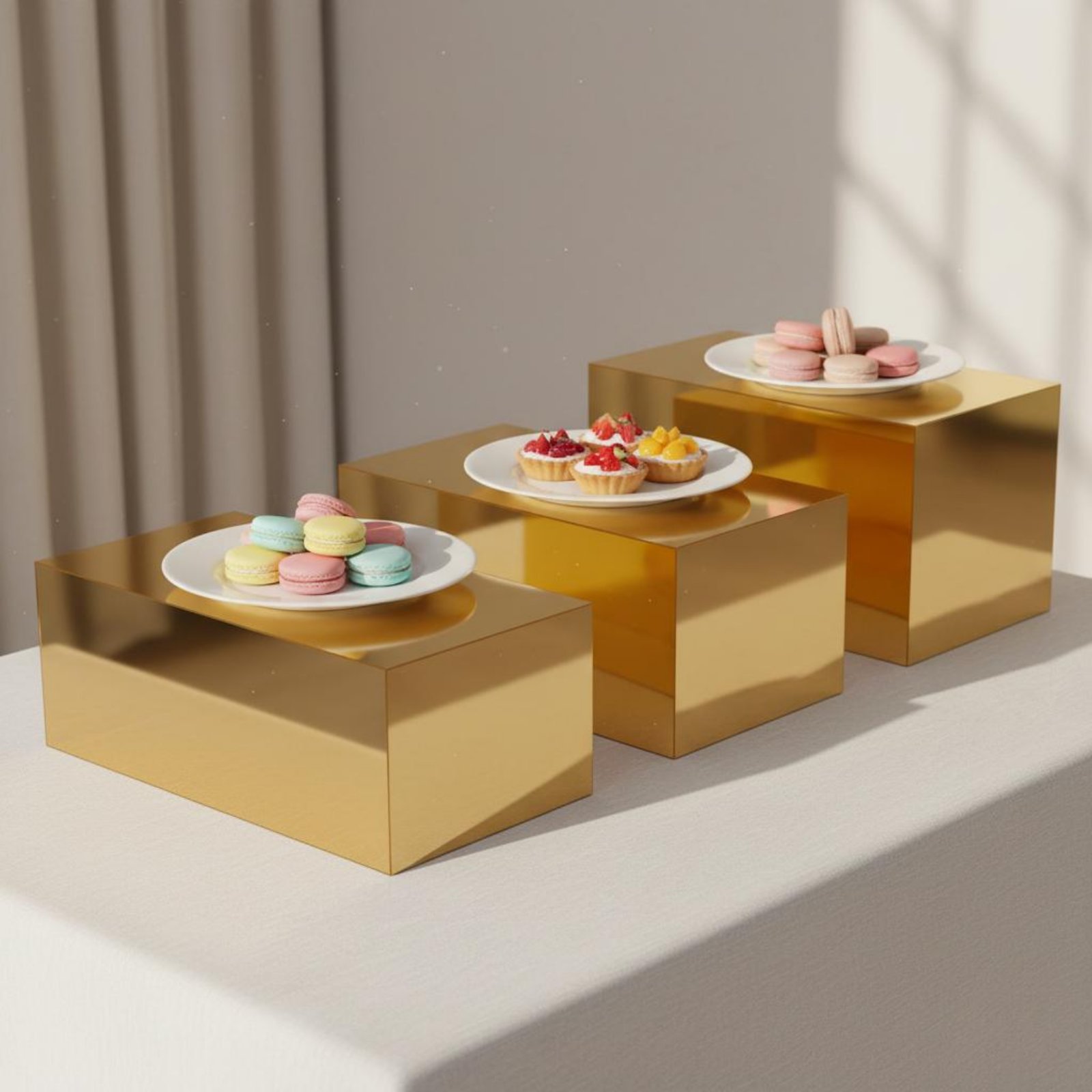3 Pieces Gold Acrylic Display  - Display Risers Set avaliação e preço