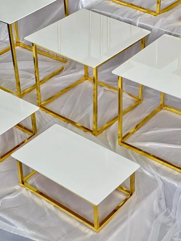 12-20 PCS Luxury Gold Frame Wh - Display Risers Set avaliação e preço