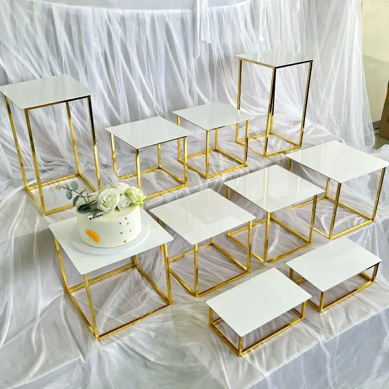 12-20 PCS Luxury Gold Frame Wh - Display Risers Set avaliação e preço