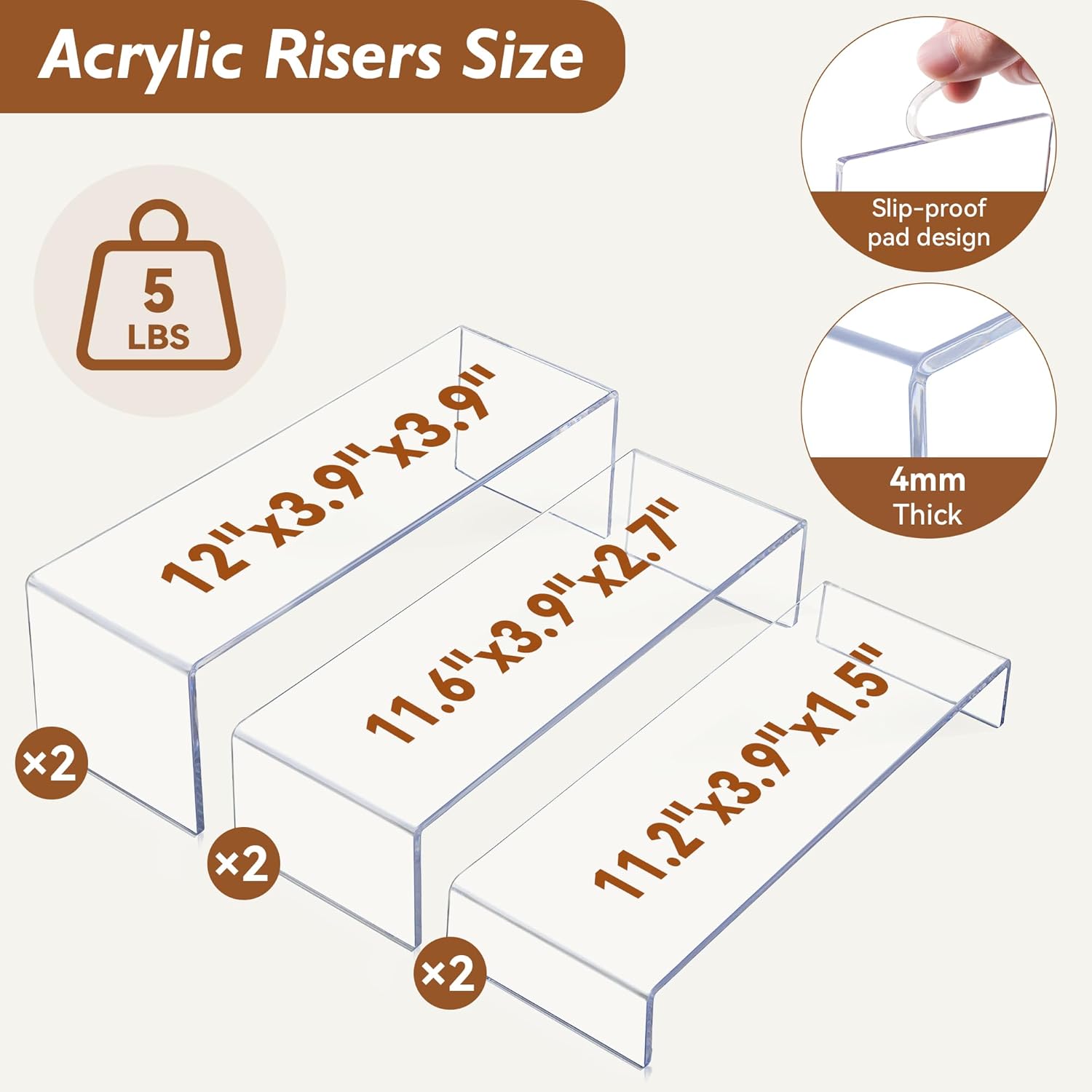 Acrylic Display Risers, 2 Set  - Display Risers Set avaliação e preço