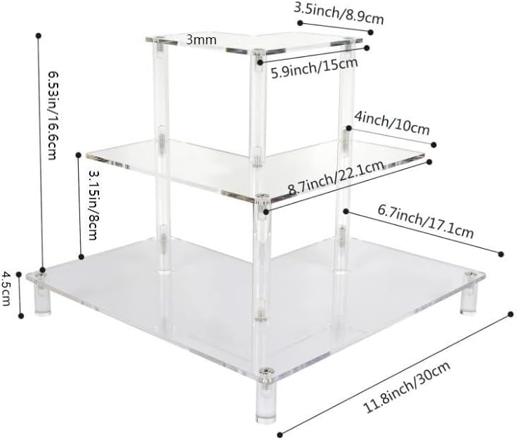 3 Tier Acrylic Display Riser,  - Pop Display Shelf avaliação e preço