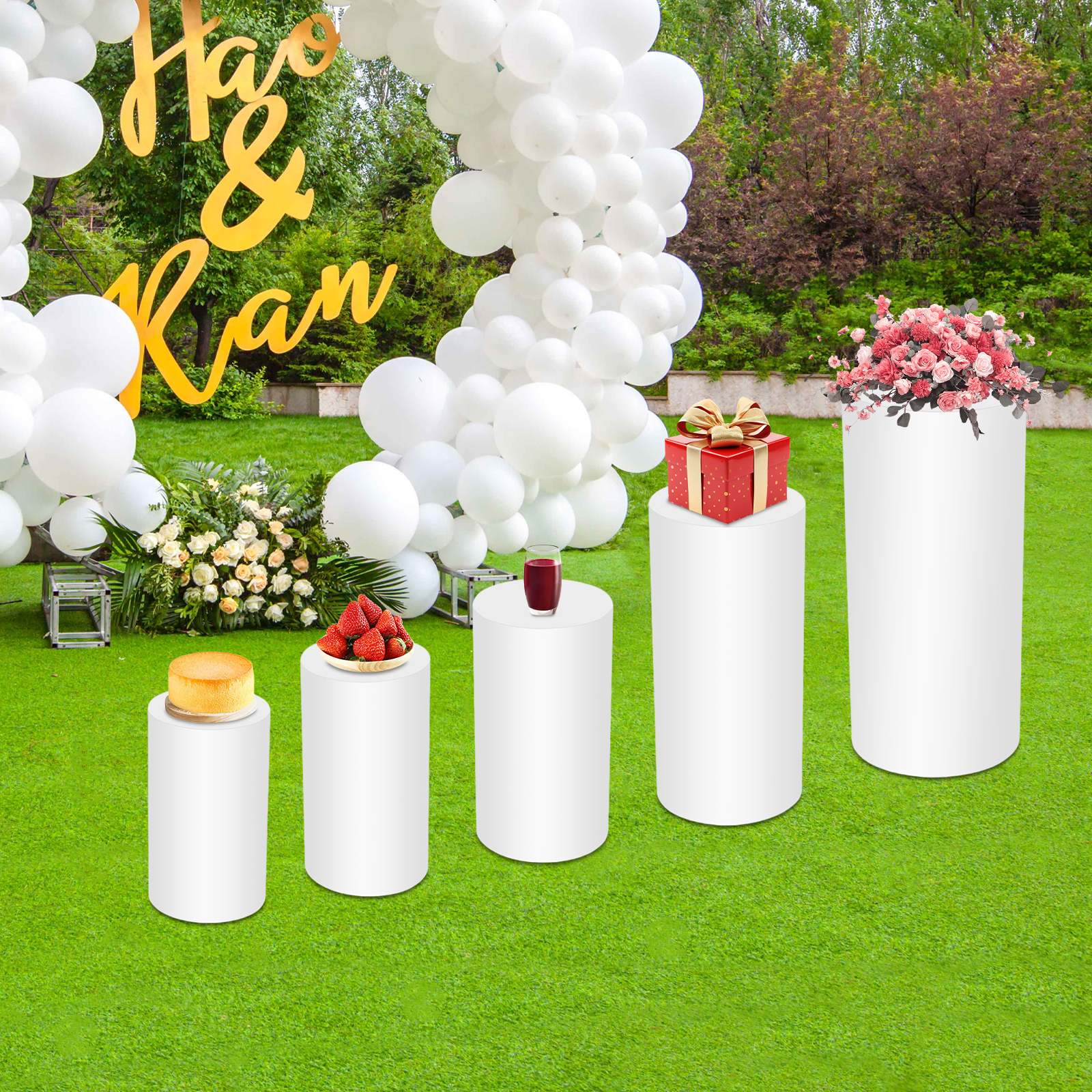 5Pcs White Cylinder Pedestal S - Display Risers Set avaliação e preço