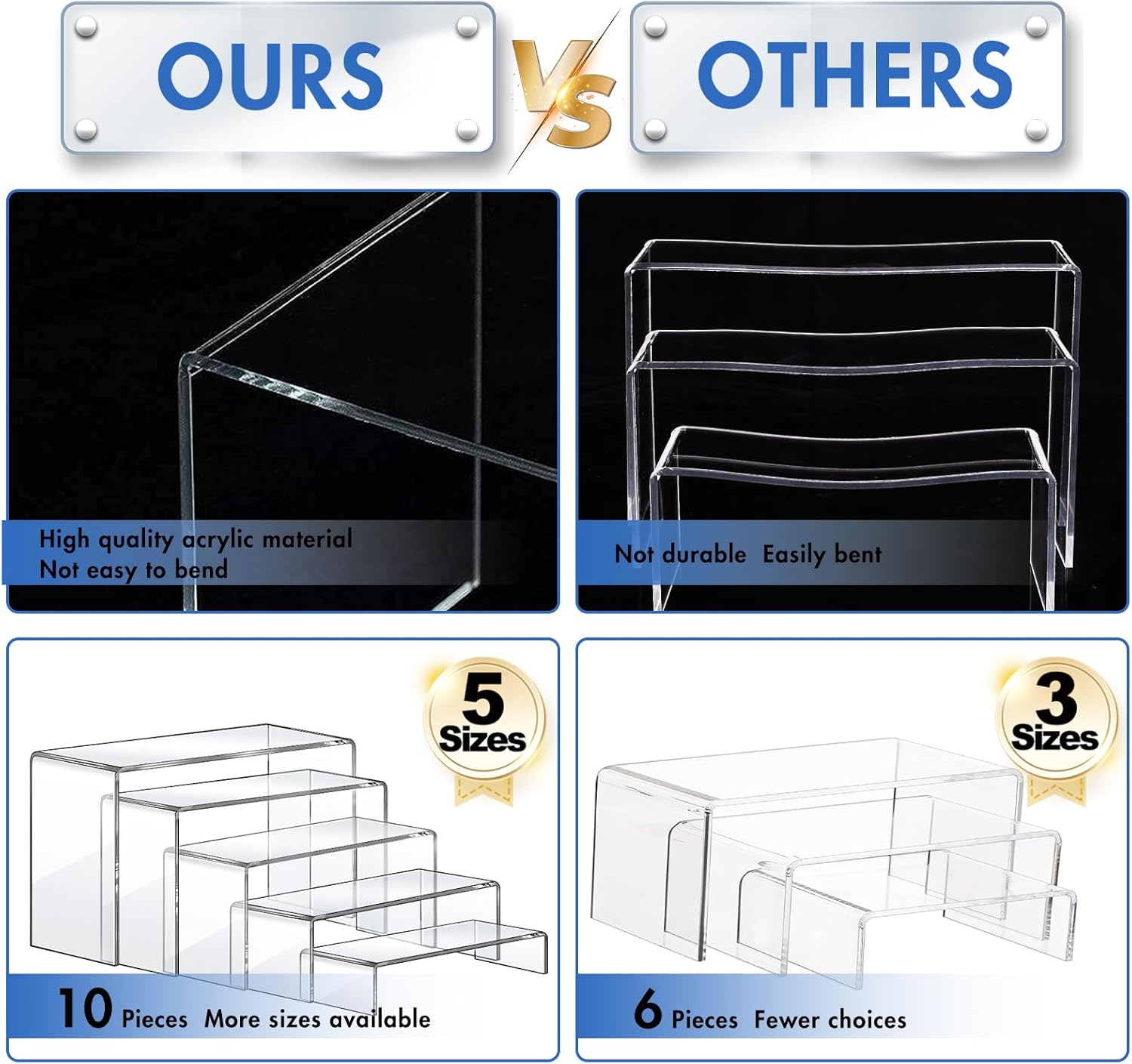 10 Pcs Acrylic Risers Set, 5 S - Display Risers Set avaliação e preço