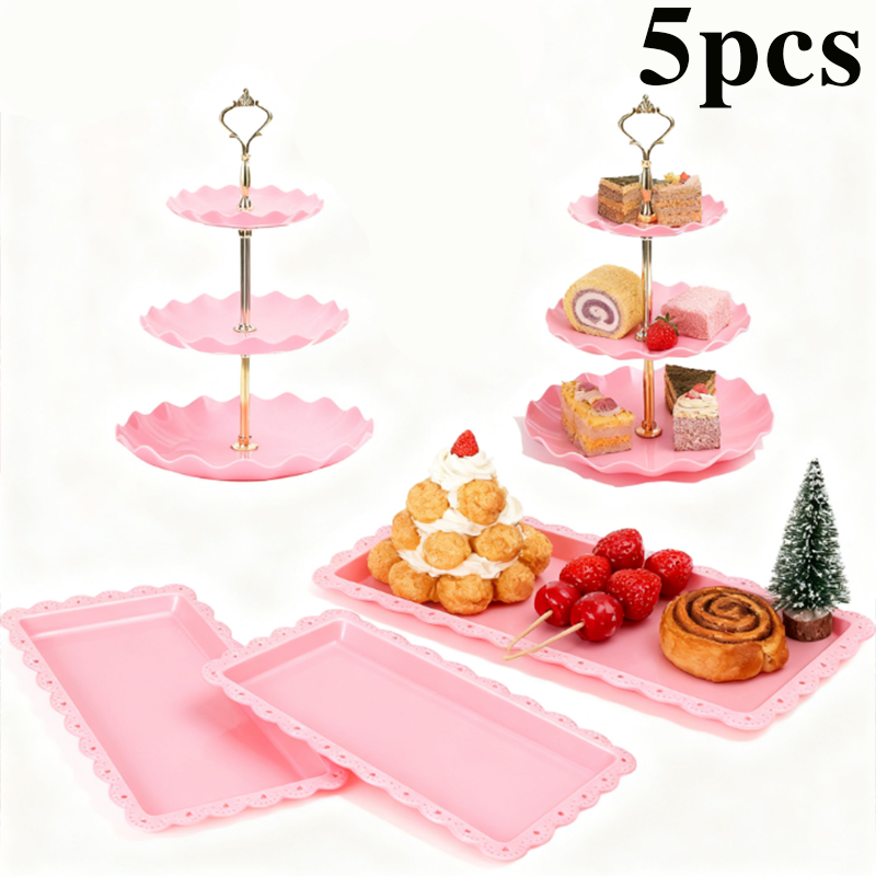 2/5pcs luxury pink cake rack d - Display Risers Set avaliação e preço