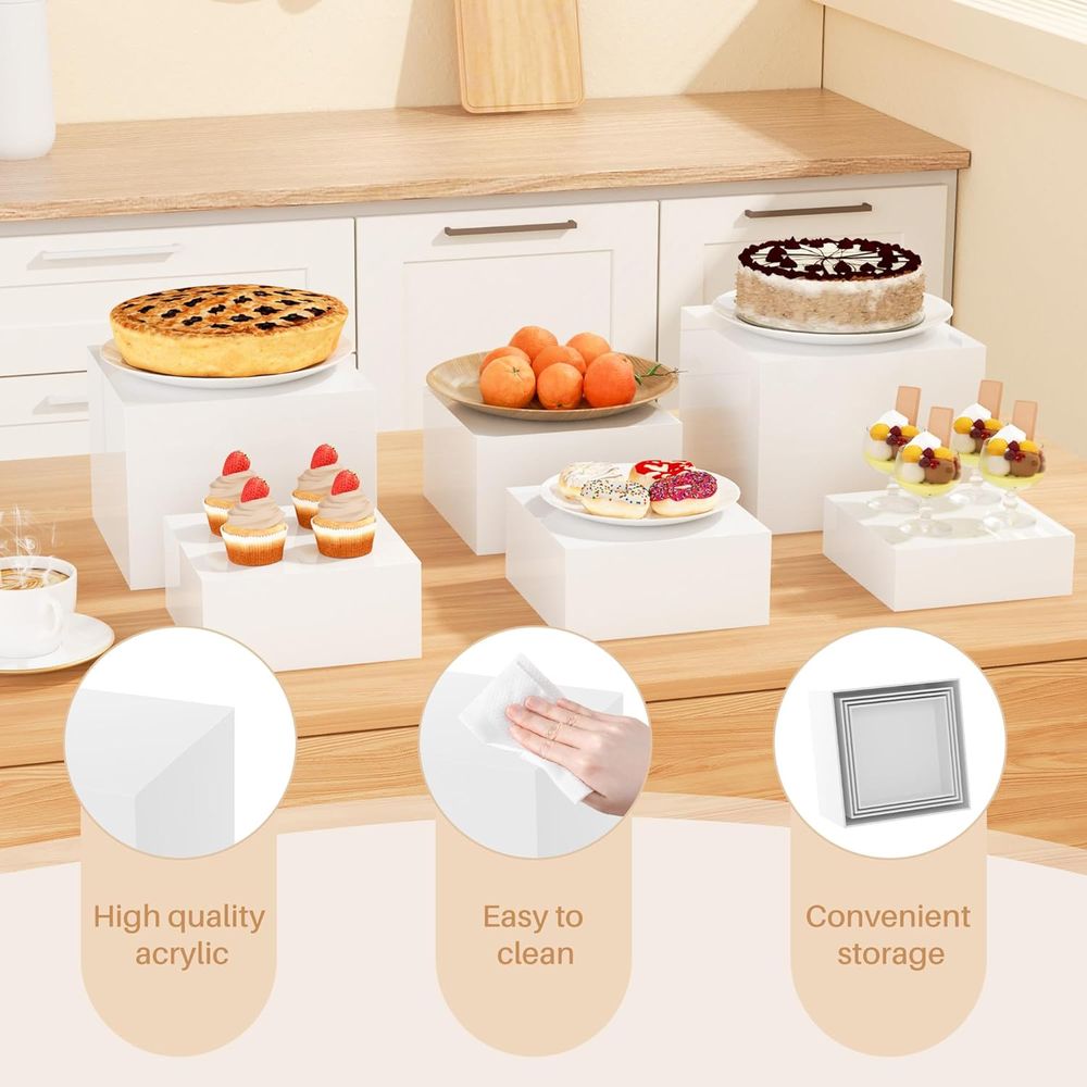 【8Pcs】 Buffet Risers,Dessert T - Display Risers Set avaliação e preço
