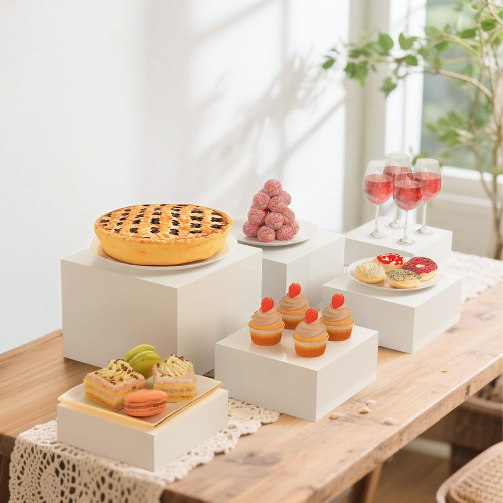 【8Pcs】 Buffet Risers,Dessert T - Display Risers Set avaliação e preço